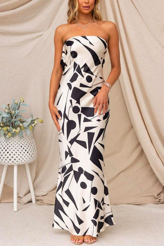 Meridress Geometric Printed Tube Top Maxi Party Dress