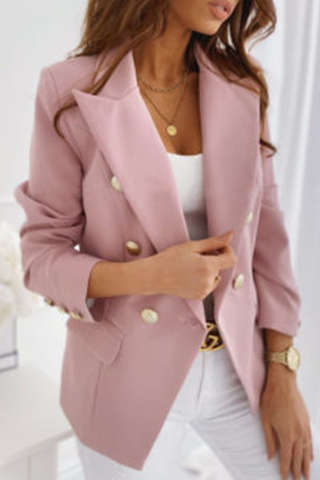 Elegant Solid Patchwork Buttons Turn-back Collar Outerwear(5 Colors)
