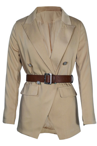 Prenda exterior de cuello vuelto con parches lisos de calle (3 colores) 