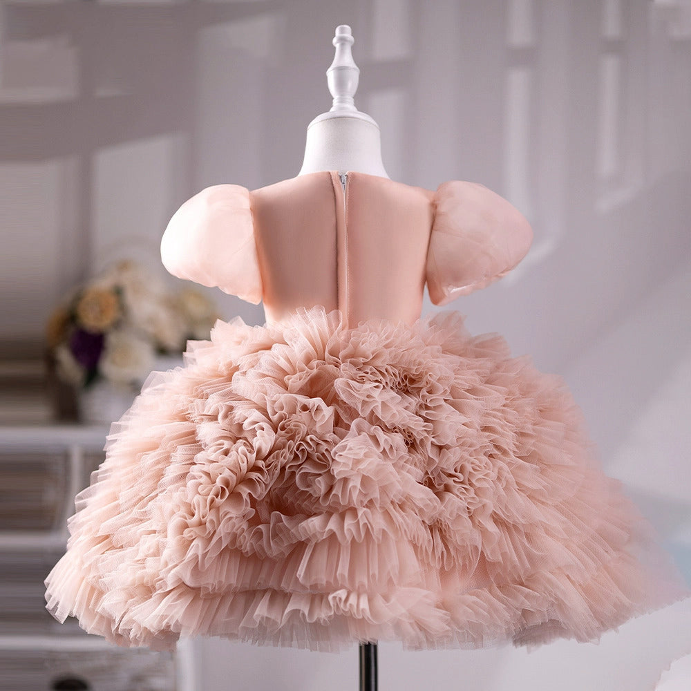 Vestido de fiesta para niña pequeña, vestido de princesa con diseño de pastel esponjoso para desfile de verano, comunión 