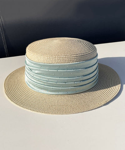 Classy Purple Satin Zircon Straw Woven Cloche Hat