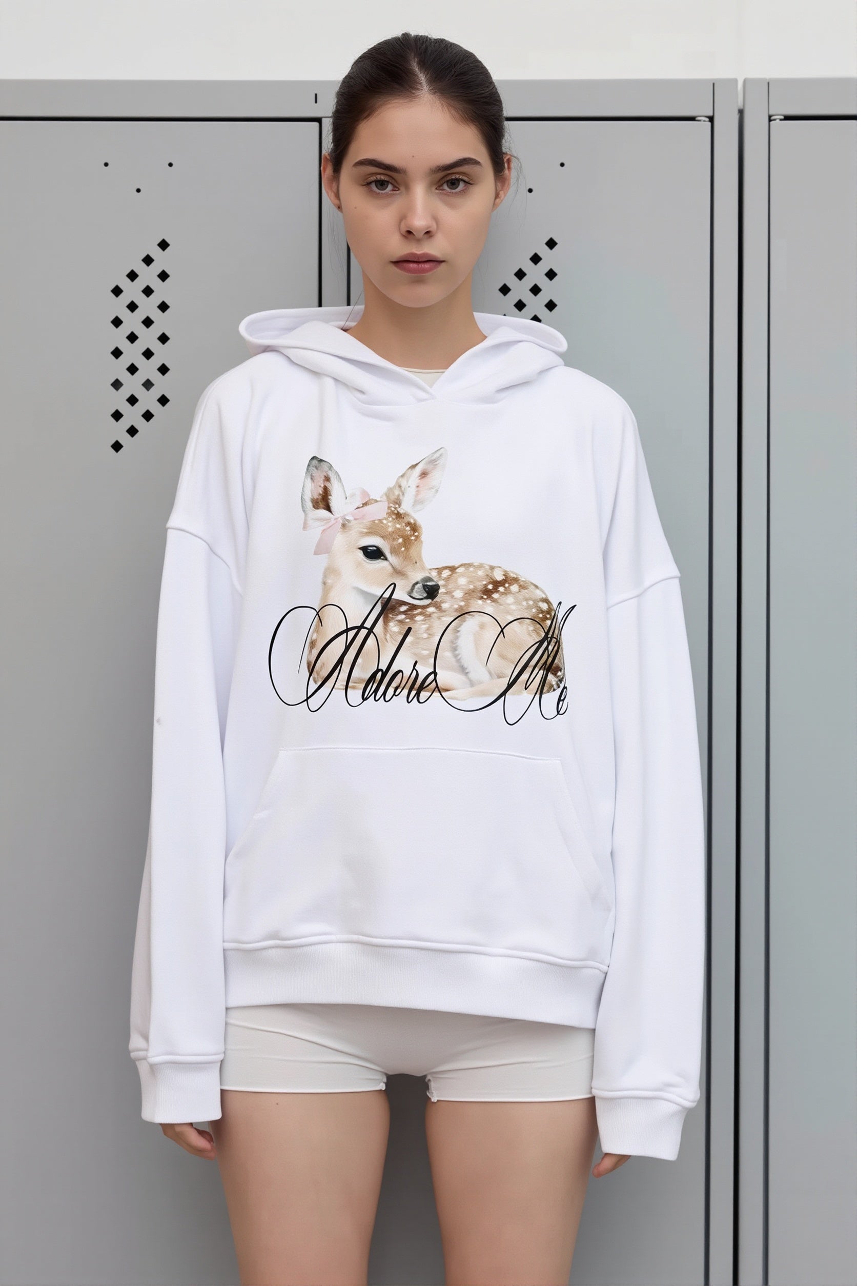 Deer Graphic Print Pullover Hoodie