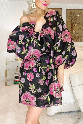 My Dream Girl – Babydoll-Minikleid mit Retro-Blumendruck und Puffärmeln 