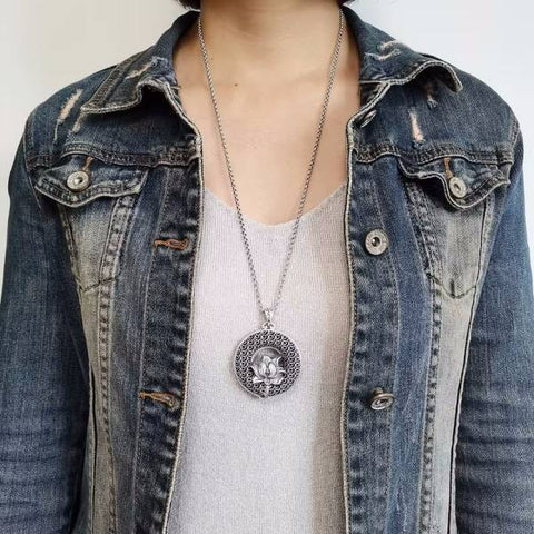 Sterling Silver Lotus Flower Well-Being Pendant Necklace