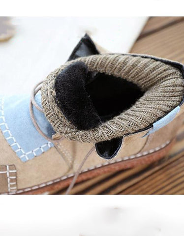 Handgemachte Retro-Winterstiefeletten mit Khaki-Nähten 