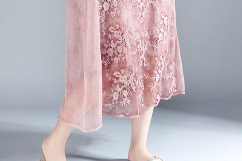 Women Embroidered Pullovers Sleeveless Red Dress