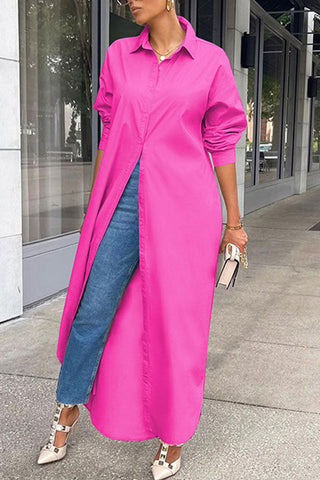 Blusas casuales de cuello vuelto con hebilla y retazos lisos (8 colores) 