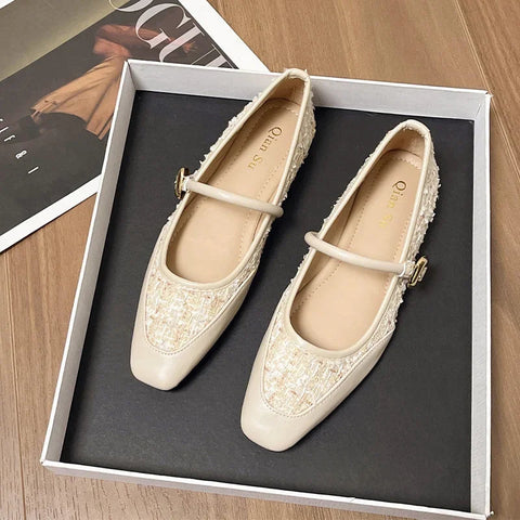 Summer Women Flats Shallow Shoes New Fashion Square Toe Luxury Loafer Shoes 2024 Trend Dress Shoes Elegant Zapatos Para Mujer