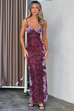 Vintage Print Cami Evening Maxi Dress