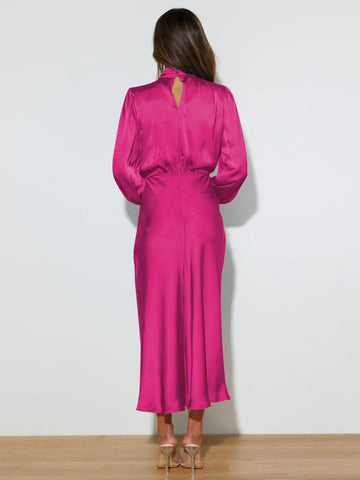 FROM THE SOURCE HIGH NECK BRIDAL MAXI DRESS - FUCHSIA