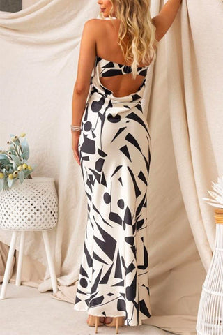 Meridress Geometric Printed Tube Top Maxi Party Dress