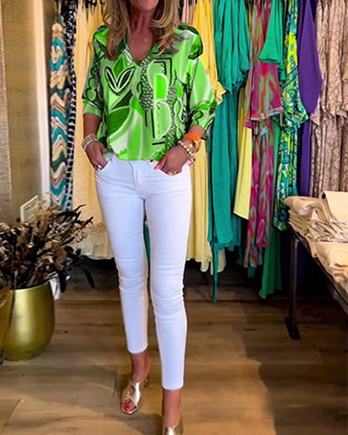 Long Sleeve Loose Printed Blouse(Buy 2 Free Shipping)