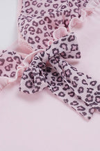 Pink Leopard Mesh Splice Tie Cami Top