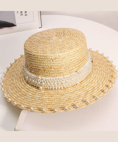Sombrero de vacaciones tejido de paja perlada hecho a mano en Francia 