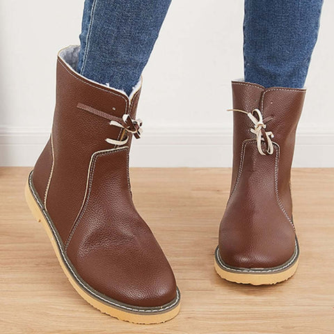Warme, mit Baumwolle gefütterte Schneestiefeletten mit breiter Weite, flache Stiefeletten 