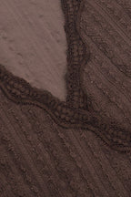 Deep V Lace Tie Waist Fitted Blouse