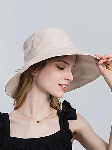 Summer Solid Cotton Drawstring Sunproof Hat