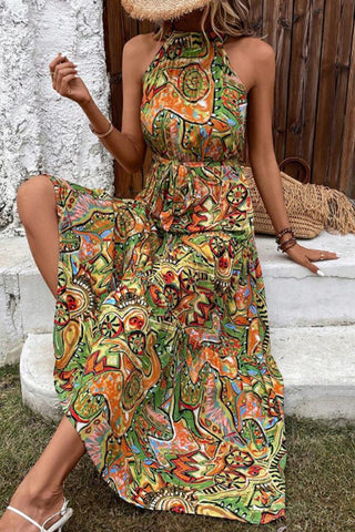 Vestido bohemio con estampado de patchwork floral 