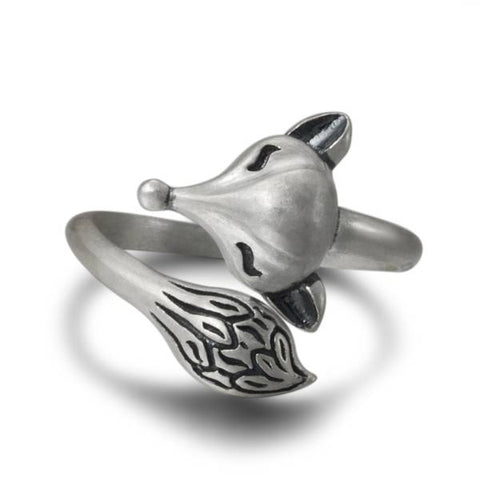 Anillo de moda vintage de zorro en plata de ley 