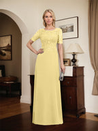 A-Linien-Kleid aus Chiffon mit Pailletten und Rundhalsausschnitt, bodenlang, für die Mutter der Braut