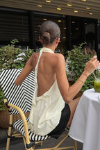 Ruffle Backless Chiffon Halter Top