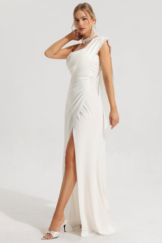 Sequin Solid Ruched Split Maxi Dress