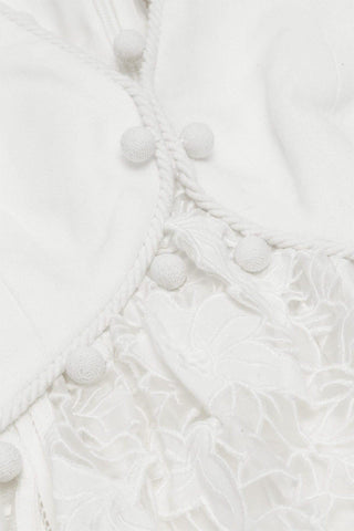 Lantern Sleeve V-Neck Lace Mini Dress White