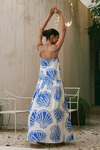 Linen Print Bandeau Loose Maxi Dress
