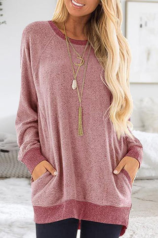 Meridress Lässiges Patchwork-Sweatshirt mit Tasche