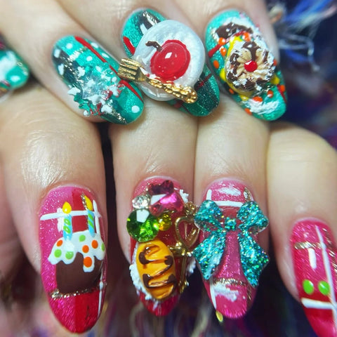 Hot SaleChristmas StarHandmade Artificial Gel Nail Press-On Nails