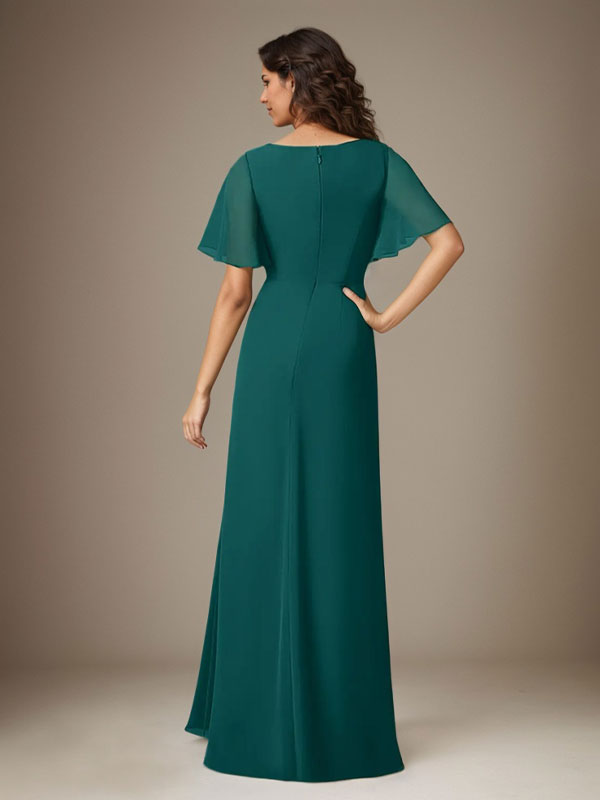 Vestido de gasa con cuentas en azul marino oscuro