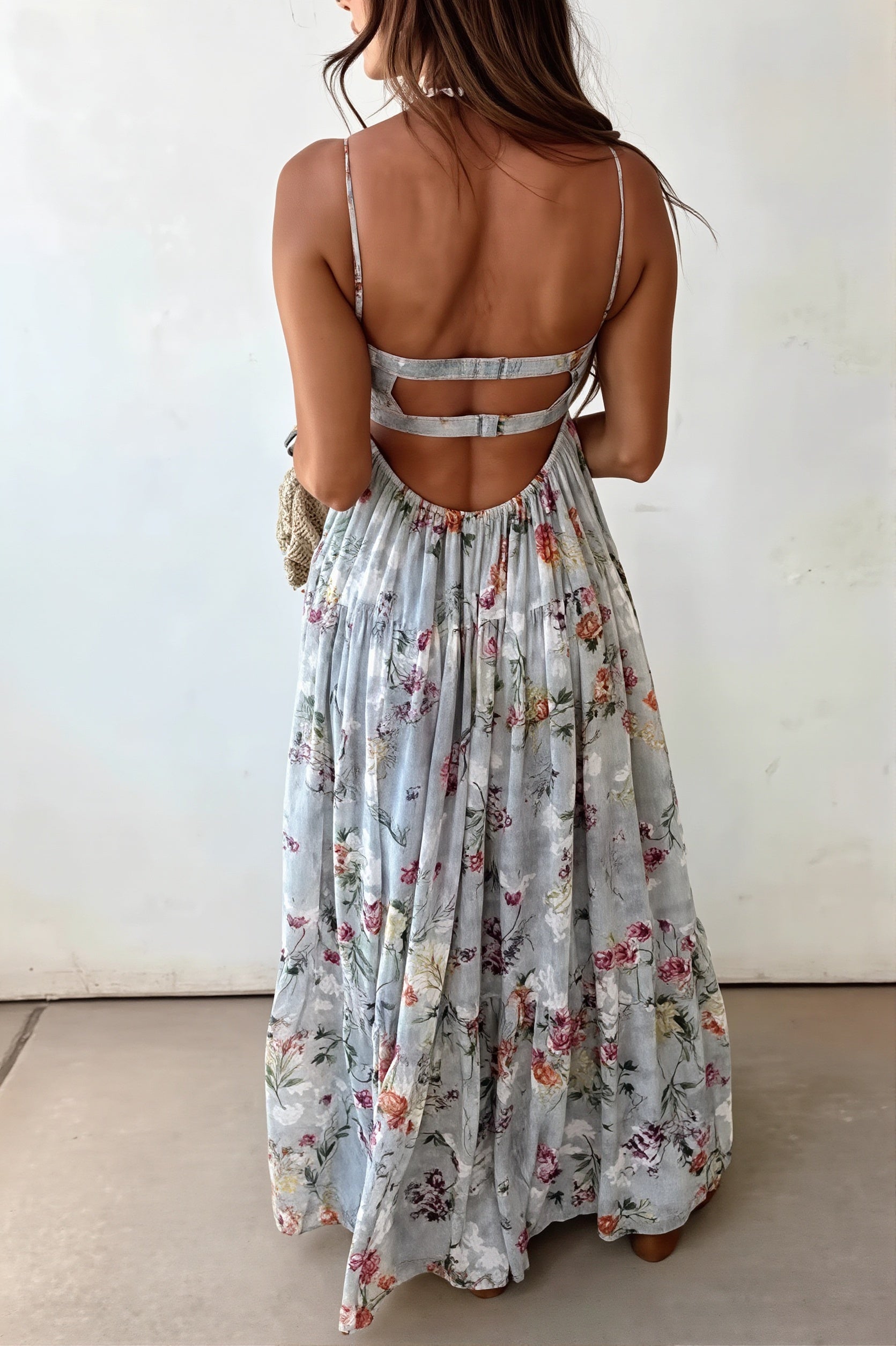 Floral Cami Flowy Swing Long Boho Dress