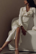 Vintage Ruffled V-Neck Flared Sleeve Maxi Dress