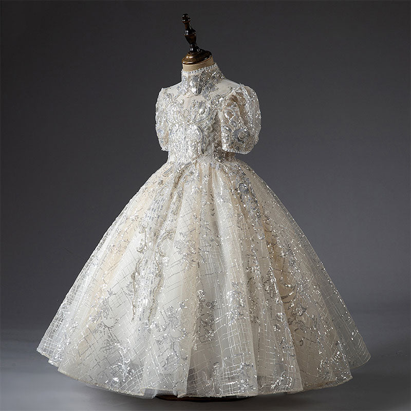 Kommunionkleid für Mädchen, Festkleid für Babys, luxuriöses Pailletten-Prinzessinnenkleid für Hochzeiten 