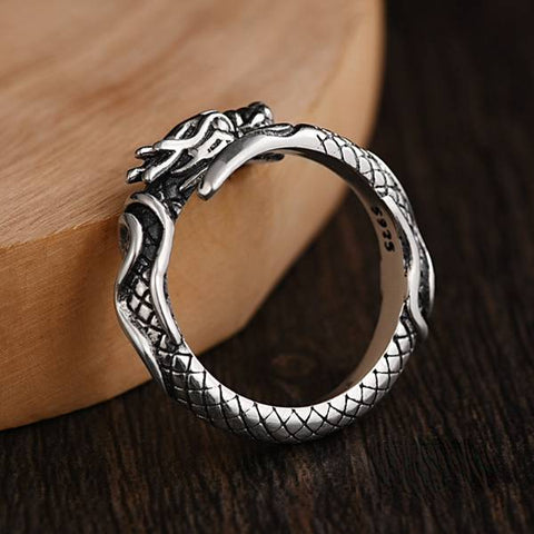 Sterling Silver Dragon Personalized Vintage Bully Ring