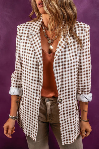 plaid lapel collar blazer