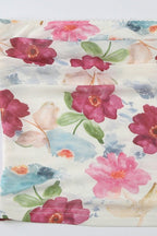 Color Block Floral Slim Strapless Blouse