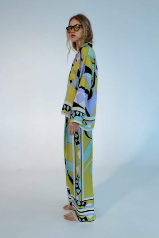 Pajama Style Loose Casual Blouse Two-piece Set