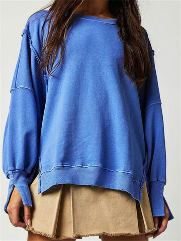 Tossy Patchwork Knit Loose Pullover Female Autumn 2023 Casual High Waist Solid Streetwear Sweater Knitwear Ladies Pullover New