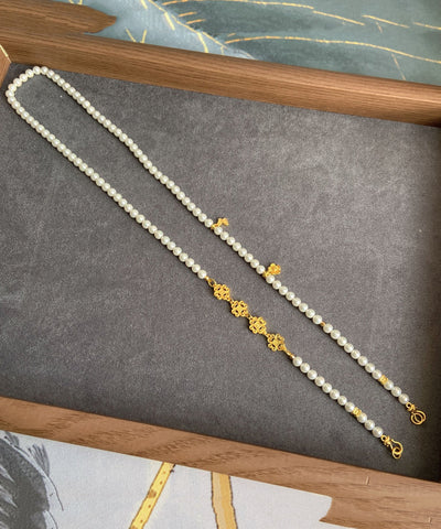Collar con colgante de perlas de aleación de plata de ley blanca para mujer 