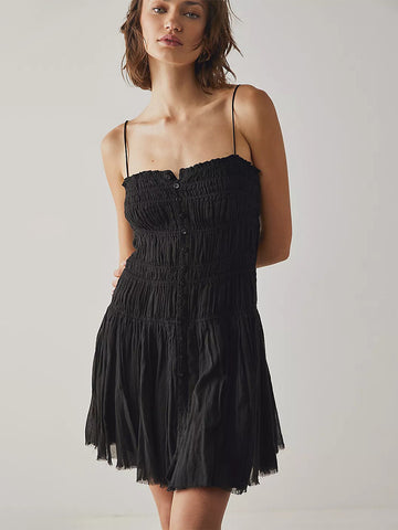 Sommerkleid Minikleider Weiß Träger Hals Knöpfe Polyester Strandkleid 