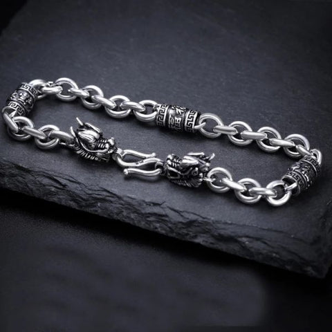 Sterling Silver Dragon Lucky Chain Bracelet
