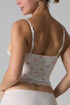 Lace Trim Floral V Neck Sexy Cami Top