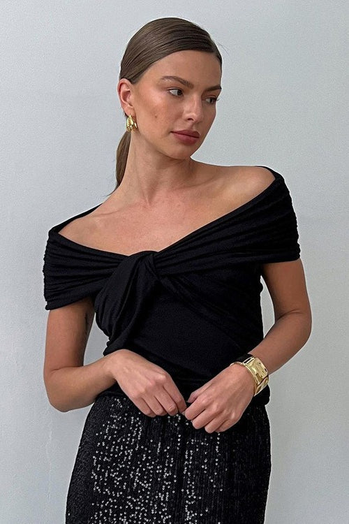 Elegant Chic Off Shoulder Twist Blouse
