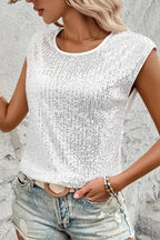 Sequin Loose Sleeveless T-shirt