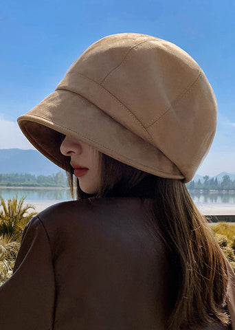 Sombrero de pescador de ante color caqui francés para otoño e invierno 