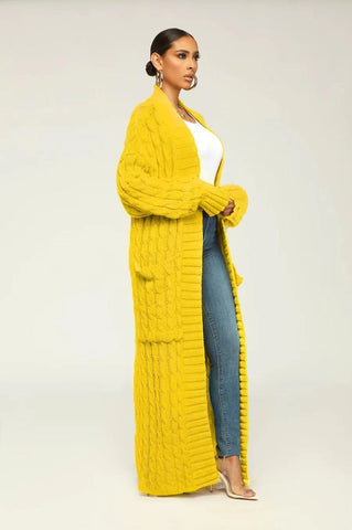 Drop It Shoulder Sleeve Maxi Sweater Cardigan