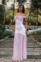 Tube Off Shoulder Mesh Patch Bodycon Maxi Dress