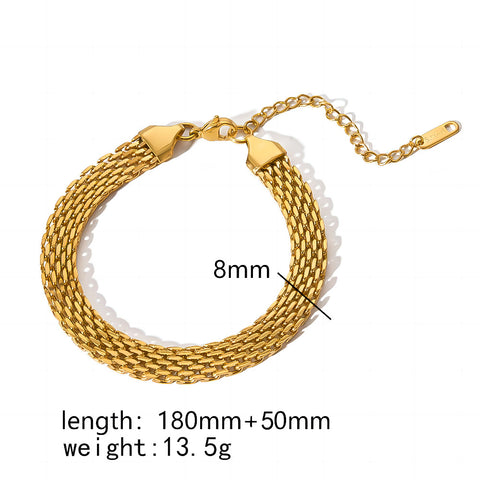 Pulseras de cadena de acero y titanio dorado con hueso de serpiente 