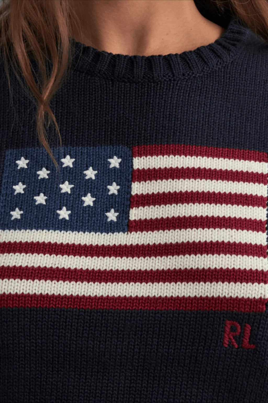 Color Block Flag Print Loose Knit Sweater